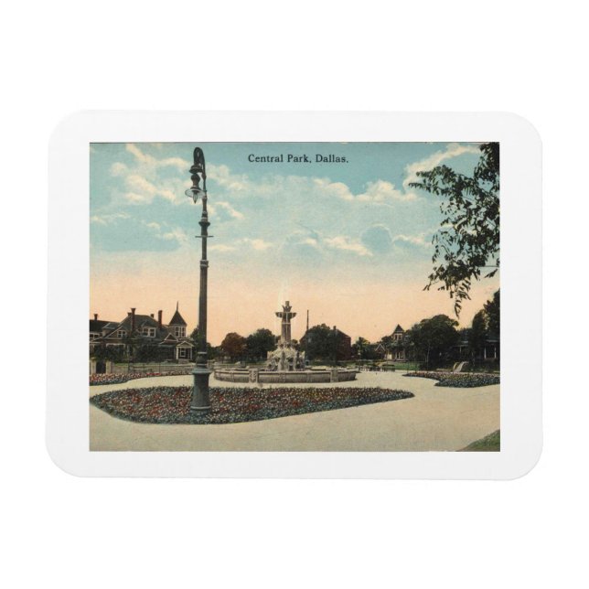 Magnet Flexible Dallas TX, Central Park, années 1910 Inspiré Vinta (Horizontal)