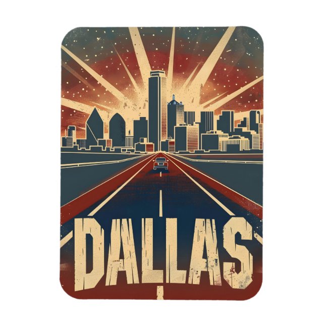 Magnet Flexible Dallas Vintage voyage Ad Art (Vertical)