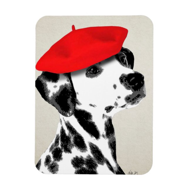 Magnet Flexible Dalmatien Avec Beret Rouge (Vertical)