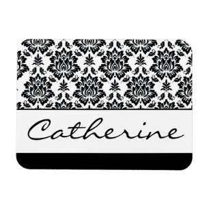 Magnet Flexible Damas noir et blanc avec nom personnalisable