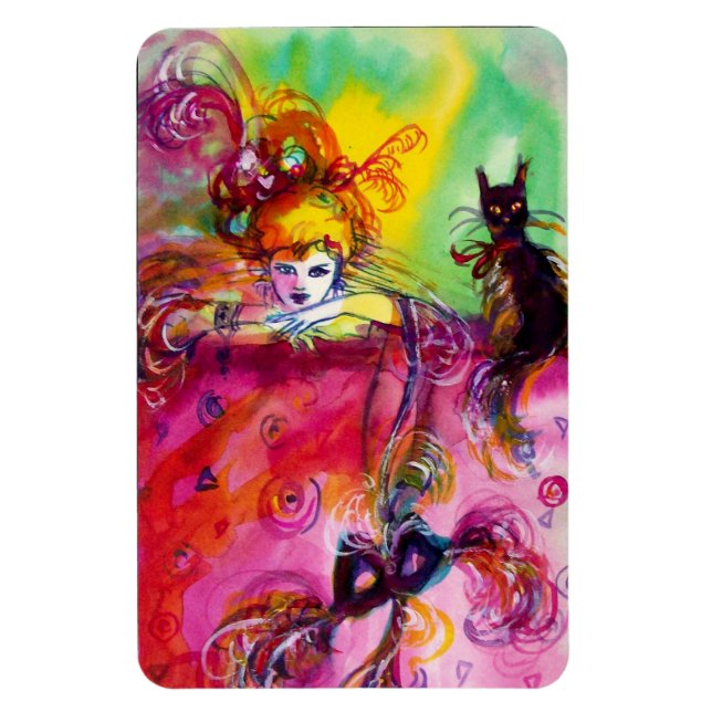 MAGNET FLEXIBLE DAME AVEC CHAT NOIR (Vertical)