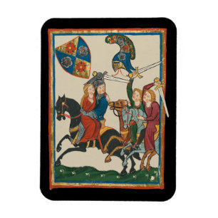 Magnet Flexible Damsel In Distress, Art Médiéval Du XIVe Siècle