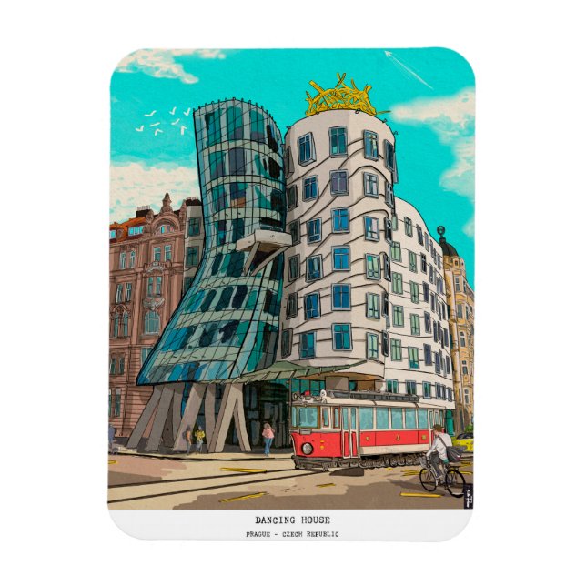 Magnet Flexible Dancing House Prague République tchèque Whimsical  (Vertical)