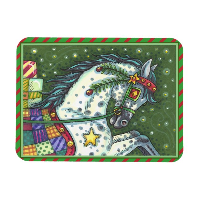 MAGNET FLEXIBLE DAPPLE GRAY DANS UN SEUL CHEVAL OUVERT SLEIGH, COL (Horizontal)