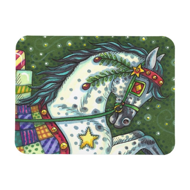 MAGNET FLEXIBLE DAPPLE GRAY DANS UN SEUL CHEVAL OUVERT SLEIGH, COL (Horizontal)