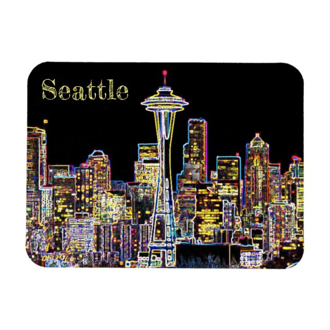 Magnet Flexible Dark be the Night - Luminous Seattle Skyline (Horizontal)