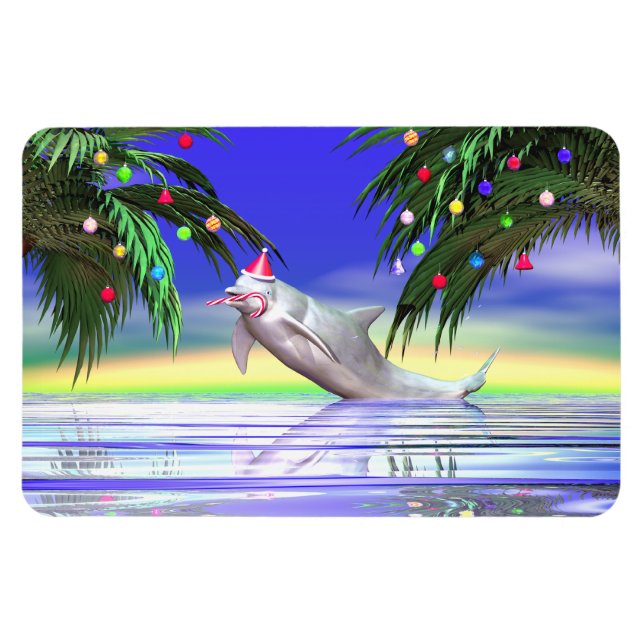 Magnet Flexible Dauphin de Noël tropical (Horizontal)