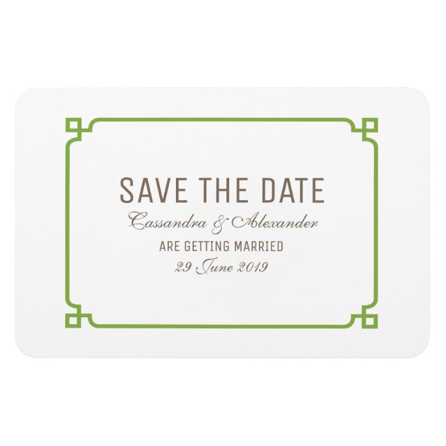Magnet Flexible Déco de verdure Chic Enregistrer la date (Horizontal)