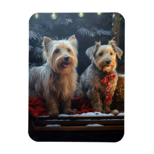 Magnet Flexible Décor de Noël de Terrier australien Snowy Sleigh