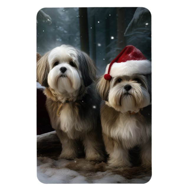 Magnet Flexible Décor de Noël Malti tzu Snowy Sleigh (Vertical)