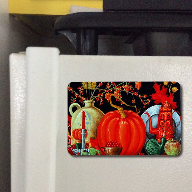 Magnet Flexible Décoration Citrouille Festive d'automne (Autumn Antique Painting Pumpkin Festive Flexible Magnet)