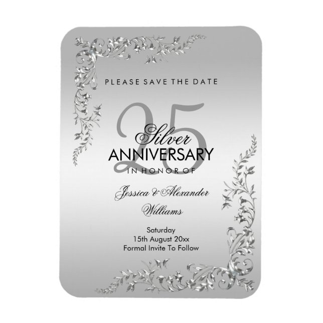 Magnet Flexible Décoration élégante en argent 25e anniversaire de  (Vertical)