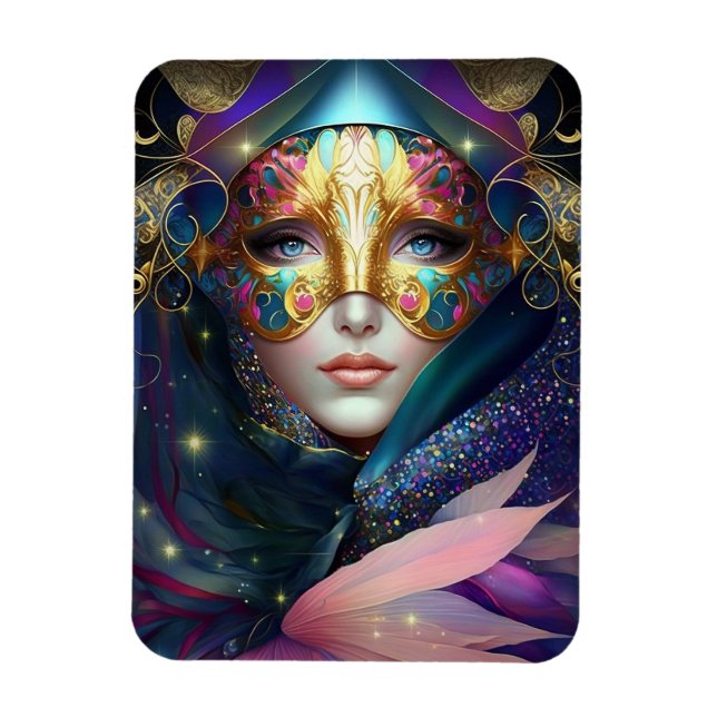 Magnet Flexible Déesse masquée cosmique Queen Imaginaire Art Magne (Vertical)
