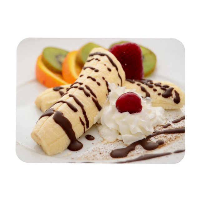 Magnet Flexible Délicieuse Crème à l'arc et dessert à la banane (Horizontal)