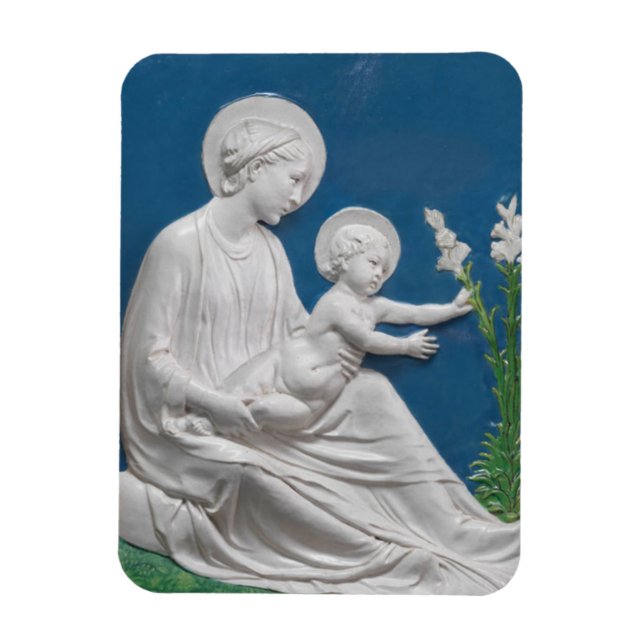 Magnet Flexible Della Robbia Madonna et Enfants Bleus Lys Blancs (Vertical)