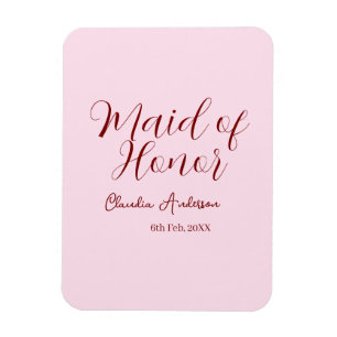 Magnet Flexible Demoiselle d'honneur mauve nom date rose pastel ma