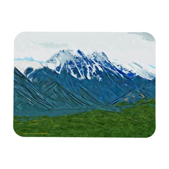 Magnet Flexible Denali Avec Rivières Alaska Impressionnisme Abstra (Horizontal)