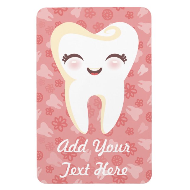Magnet Flexible Dent mignonne - Aimant personnalisé rose (Vertical)