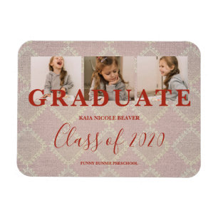Magnet Flexible Dentelle Pré-K Graduation 3 Photos Textile Texture