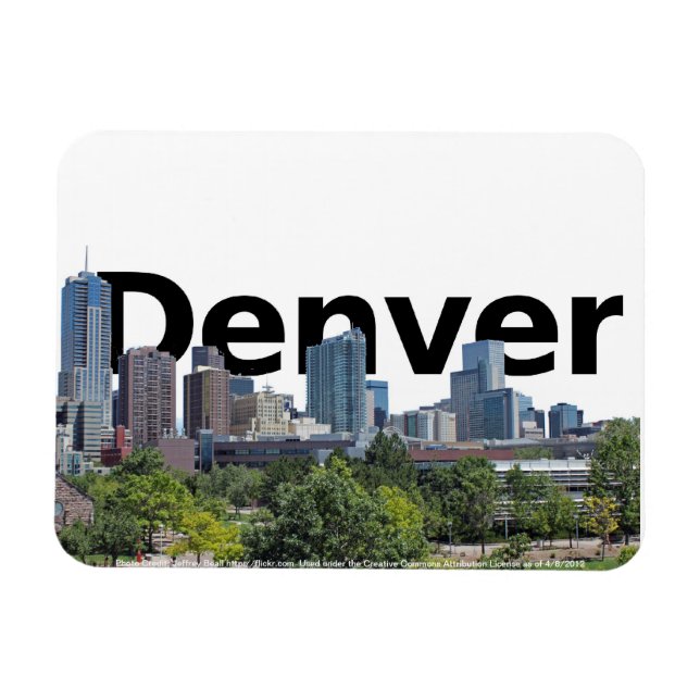 Magnet Flexible Denver CO Skyline avec Denver dans le ciel (Horizontal)