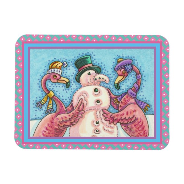 MAGNET FLEXIBLE DES FLAMANTS ROSES ROSES FABRIQUENT DE LA NEIGE, D (Horizontal)