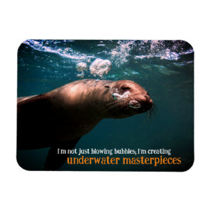 Magnet Flexible Des lions de mer soufflant des bulles sous l'eau