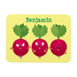 Magnet Flexible Des radis mignons chantant des légumes de dessin a