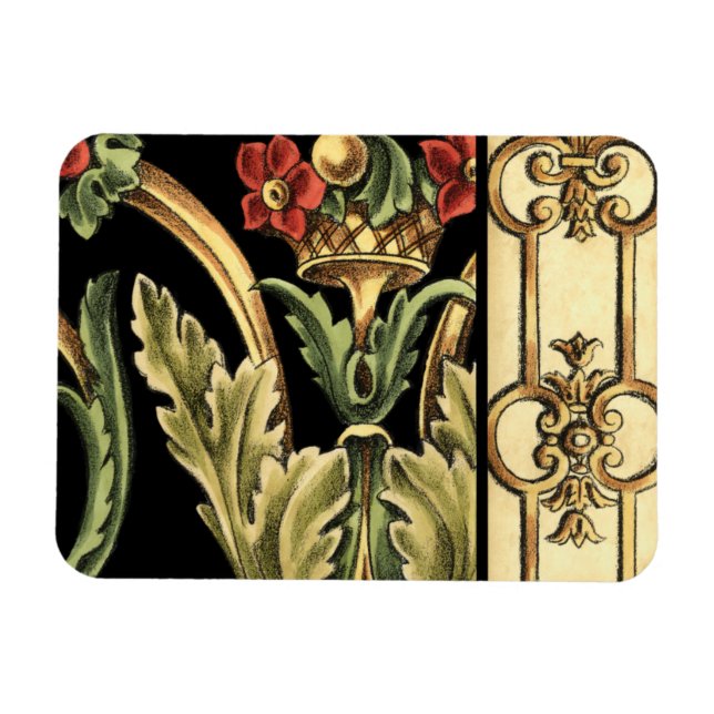 Magnet Flexible Design floral ornemental aux frontières noires (Horizontal)