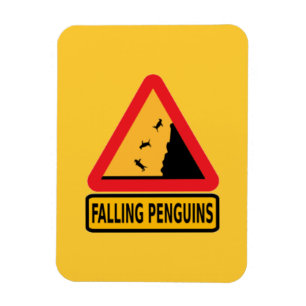 Magnet Flexible dessin animé, prudence, pingouin en chute, pingou
