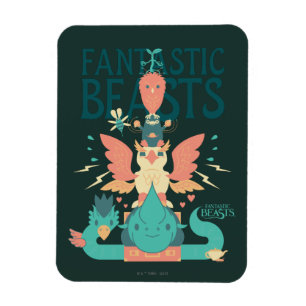 Magnet Flexible Dessin Des Bêtes Fantastiques Émergent De Suitca