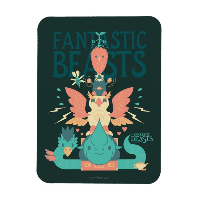 Magnet Flexible Dessin Des Bêtes Fantastiques Émergent De Suitcase (Vertical)