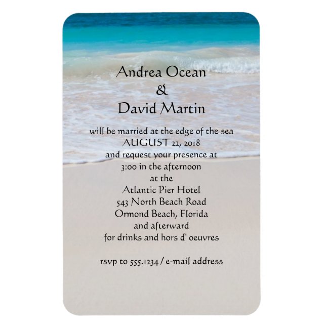 Magnet Flexible Destination Plage Mariage Personnalisé Invitation  (Vertical)