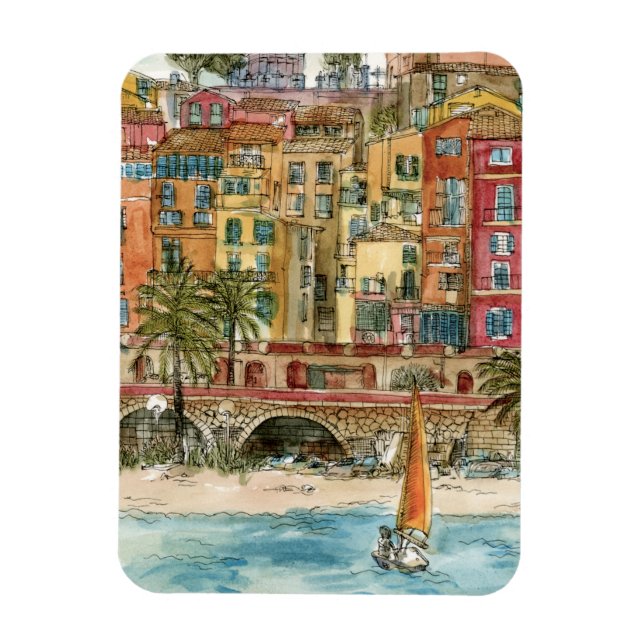 Magnet Flexible Destinations | Watercolor Beach & Bâtiments (Vertical)