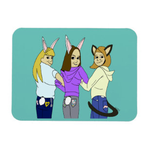Magnet Flexible Deux lapins et un chaton
