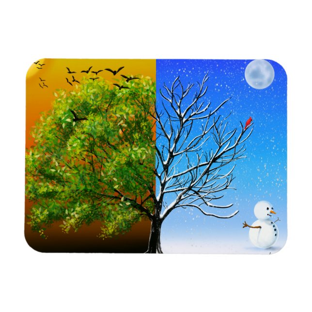 Magnet Flexible Deux Saisons, Un Arbre (Horizontal)