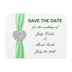 Magnet Flexible Diamond Heart Green Wedding Enregistrer La Date Ma