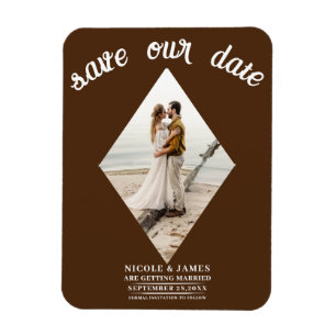 Magnet Flexible Diamond Photo de mariage marron foncé Enregistrer 