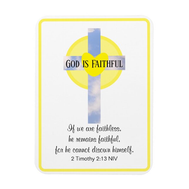 Magnet Flexible Dieu est fidèle Croix Inspirationnelle Bible Verse (Vertical)
