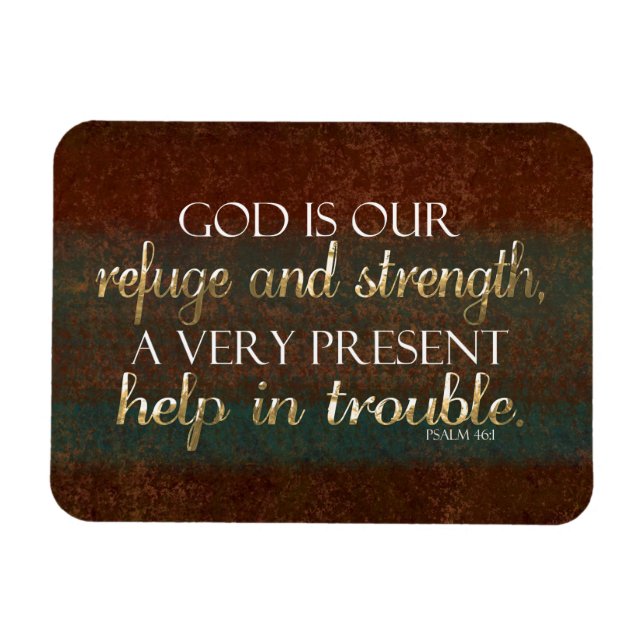Magnet Flexible Dieu est notre Refuge Bible Chrétienne Verse Brown (Horizontal)