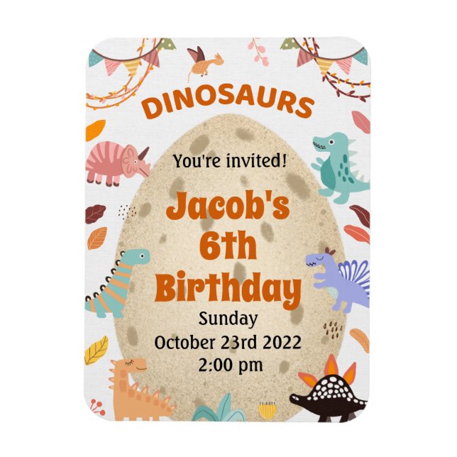 Magnet Flexible Dinosaur fête d'anniversaire avec gros Oeuf Dino (Vertical)
