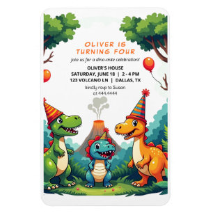 Magnet Flexible Dinosaure Anniversaire Invitation Fête Flexible Ma