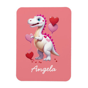 Magnet Flexible Dinosaure de la Saint Valentin blanc