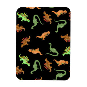 Magnet Flexible Dinosaures mignons sur fond noir
