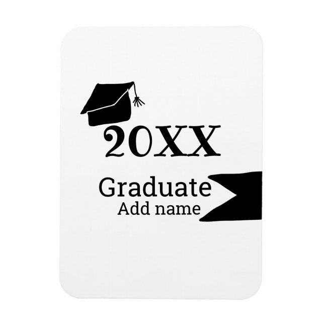 Magnet Flexible Diplômé 20XX graduation casquette simple minimalis (Vertical)