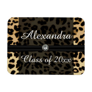 Magnet Flexible Diplôme de fille de bijoux Leopard noir personnali