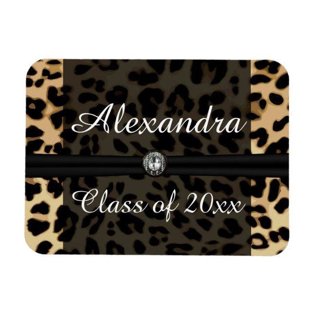 Magnet Flexible Diplôme de fille de bijoux Leopard noir personnali (Horizontal)
