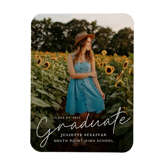 Magnet Flexible Diplôme de Photo Simple Script Moderne (Vertical)