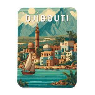 Magnet Flexible Djibouti Illustration Voyage Art Vintage