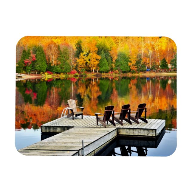 Magnet Flexible Dock En Bois Sur Le Lac D'Automne (Horizontal)