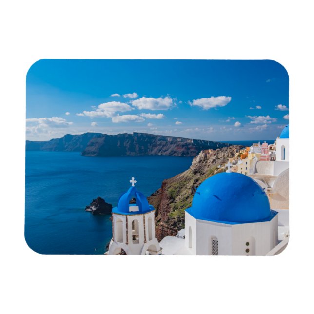Magnet Flexible Domes bleus de Santorin (Horizontal)